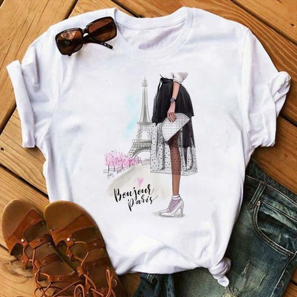 

paris eiffel tower funny vintage womens vogue white o neck korean female tee
