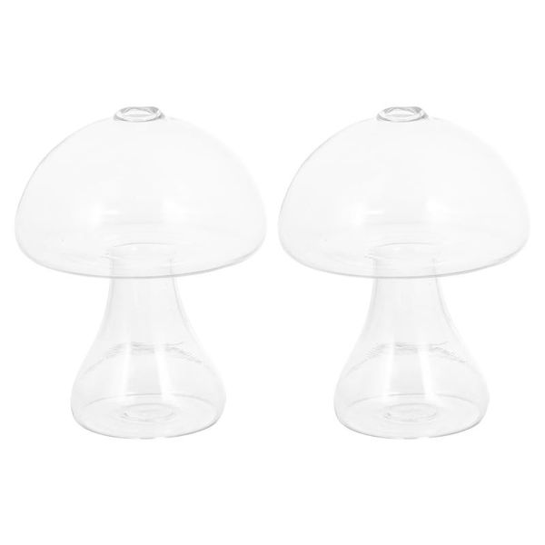 

vases 2pcs transparent glass flat mouth mushroom hydroponic culture ware
