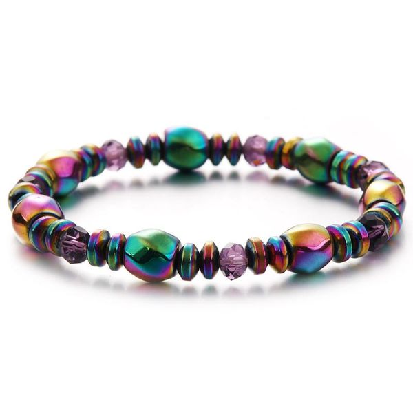 

accept drop colored magnetite bracelet beaded, strands, Black