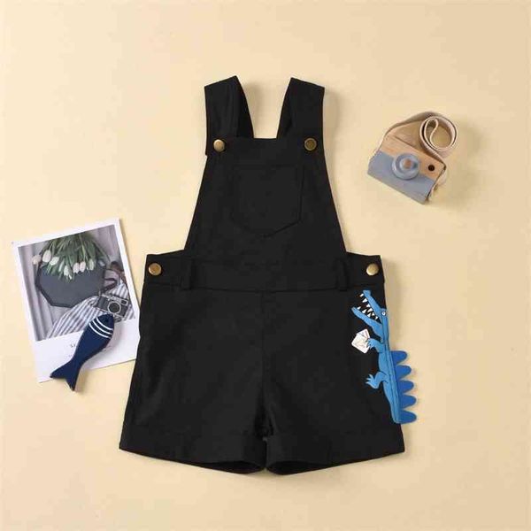 

2020 button animal embroidered open bag strap jumpsuit for children, White