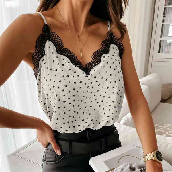 

lace patchwork white black y2k sling floral pring v neck sleeveless strap summer casual basic 90s camisole streetwear 210517