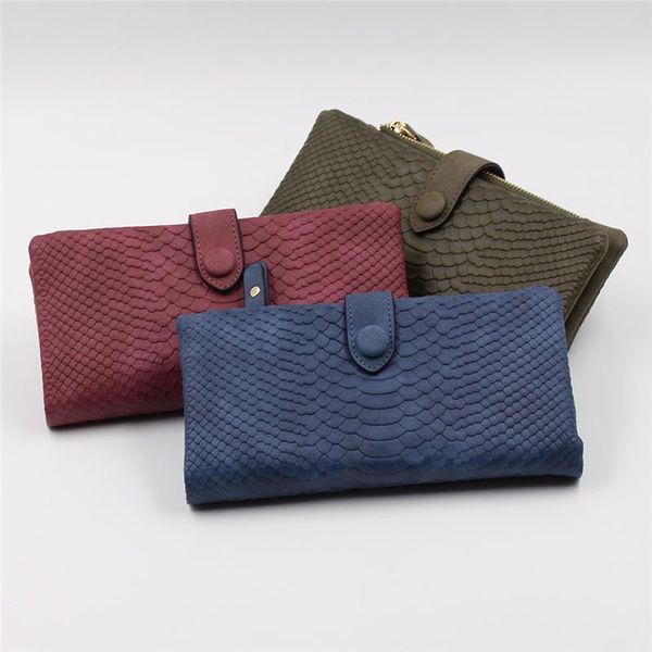 

wallets 2021 fashion woman wallet vintage clutch zipper female ladies luxury crocodile pattern purses credit phone card holder, Red;black