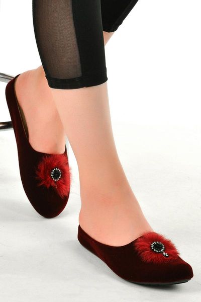 

slippers women's furry gemstone winter burgundy home slipper, Black