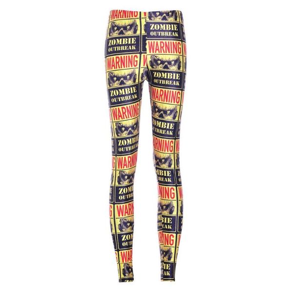 

women's leggings fashion women zombie outbreak warning print slim fit thin elasticpolyester party pants casual trousers drop, Black