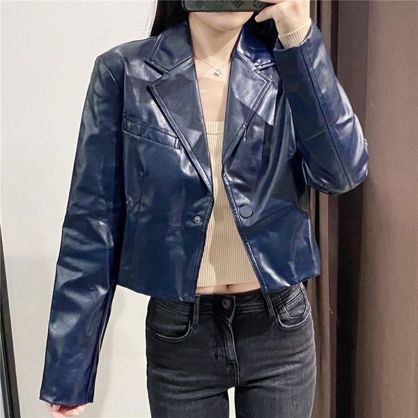 

women pu leather jacket autumn 2021 fashion modern lady short outerwear women's jackets, Black;brown