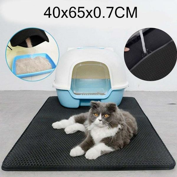

pet cat litter mat waterproof eva double layer trapping box clean pad products for cats accessories beds & furniture