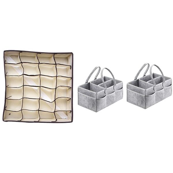 

hooks & rails 1 pcs 24 cells foldable closet drawer organizer box 2 baby diaper caddy portable holder bag
