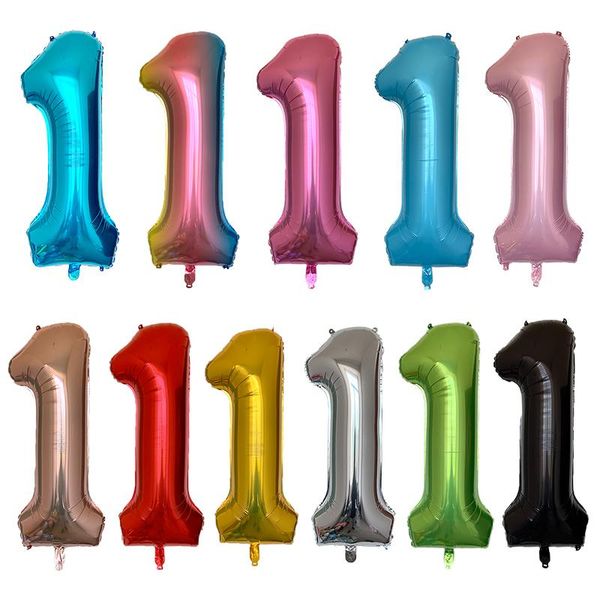 

party decoration 40inch number 1 baby shower rose gold silver pink black digit helium balloon 1st birthday decorations supplies balloons