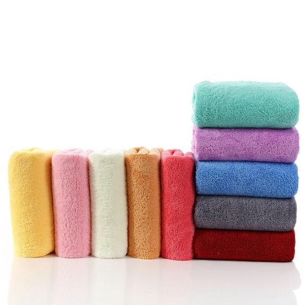 

towel coral fleece solid color bath excellent water absorbent large size 27.5