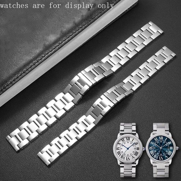 

watch bands stainless steel watchband replacement metal strap for solo series 16 17.5 20 22 23mm silver men's and women's chain, Black;brown
