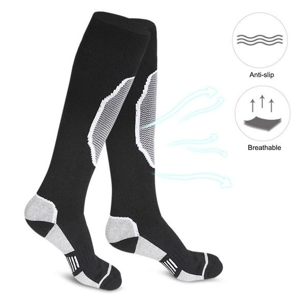 

breathable long ski socks outdoor wool sports stocking for skiing hiking winter high performanc warm snow 2/4 pairs thermal, Black