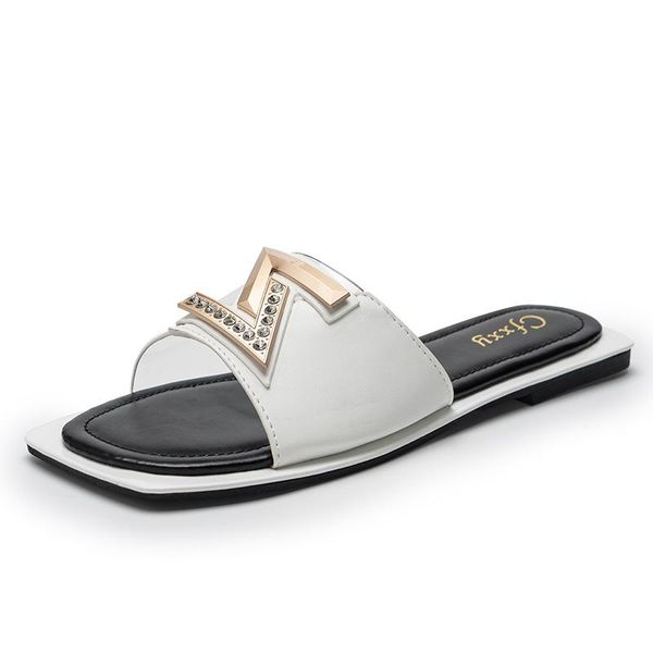 

flat women summer slippers shoes designer sandals ladies fashion diamond transparent beach for woman, Black