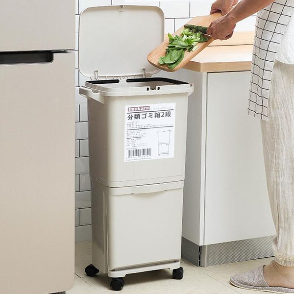 

waste bins japanese large trash can kitchen garbage zero eco friendly pressing type basurero cocina cleaning tools eh50wb