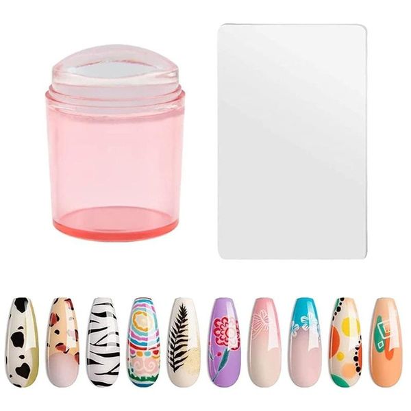 

nail art kits 2021 3.8cm transparent silicone seal with cover diy printing tool