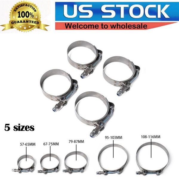 

manifold & parts pack of 4 t-bolt hose clamps pipe clip heavy duty durable
