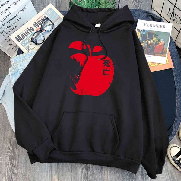 

men's hoodie, printed with death note, men's coat, cartoon, harajuku style, loose, wool, warm black, autumn