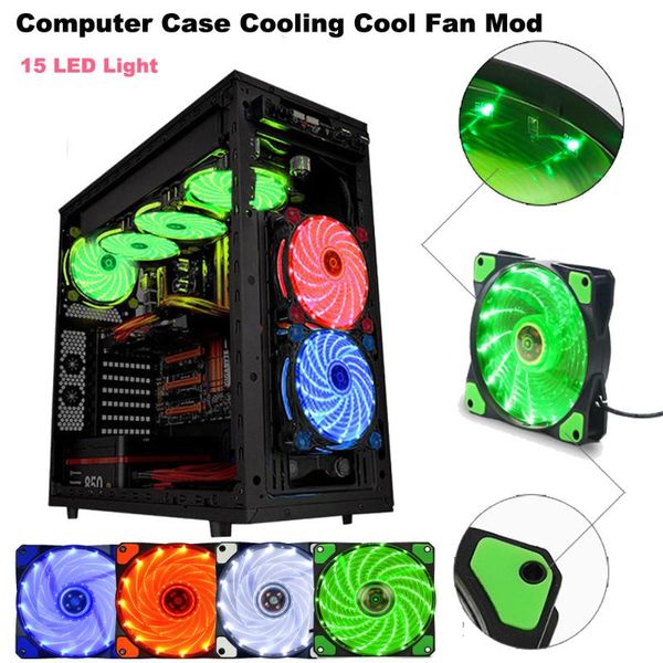 

cooling fans 15 led light quite 120mm x 25mm 12v 4pin pc computer case cool fan mod in stock & coolings