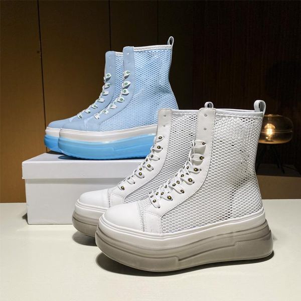 

boots summer thin women's 2021 thick leather mesh cool sports hollow daddy shoes ins tide, Black