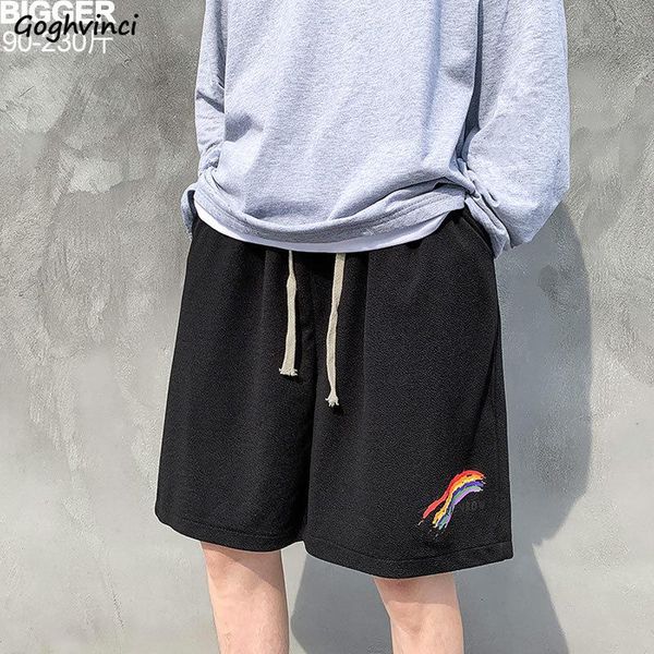 

men shorts rainbow printed large size 5xl loose summer streetwear harajuku teens ins chic fashion hip-hop baggy short ulzzang bf men's, White;black
