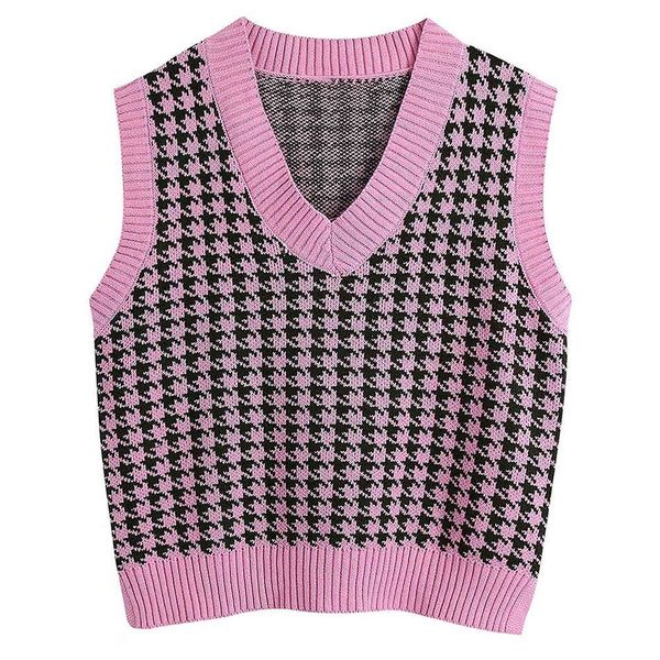

women's knits & tees 2021 women vest sweater fashion knitted loose vintage female waistcoat autumn winter jumper knit style pullover, White