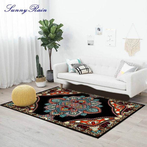 

sunnyrain 1-piece fleece printed area rug for living room bedroom carpets kitchen red multi colored