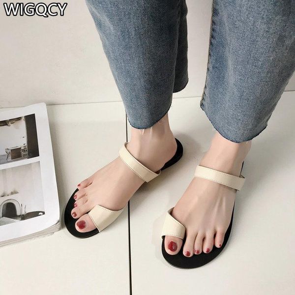 

summer women fashion comfortable outer wear flat flip flops soft bottom open toe half slippers, Black