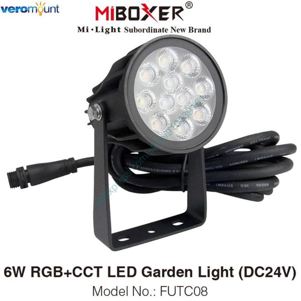 

miboxer futc08 dc24v 6w rgb+cct led garden lights outdoor light ip66 waterproof 2.4g remote wifi app alexa google voice control lawn lamps
