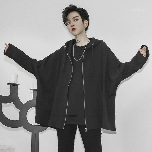 

men's hoodies & sweatshirts ins hooded loose fit fashion casual cardigan coat, Black