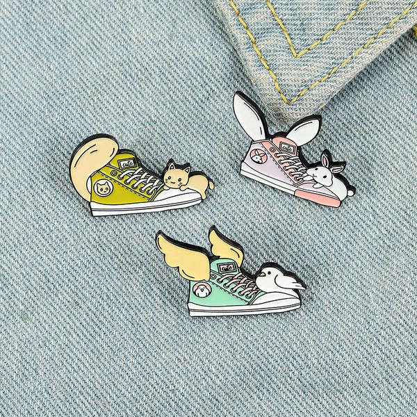 

alloy shoes bird clothing pins cartoon rabbit cat canvas shoe brooches for drop oil anti light buckle enamel badge cowboy backpack accessori, Gray