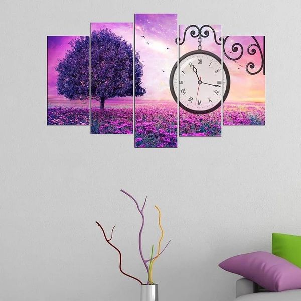 

wall clocks purple woodÂ 5 piece mdf clock tableÂ