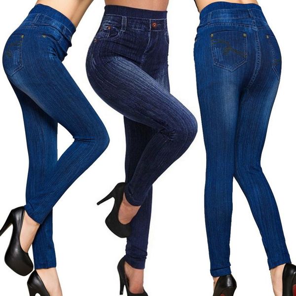 

women's leggings 2021 elastic women jean high-waisted skinny pants push up without seaming pencil denim casual, Black