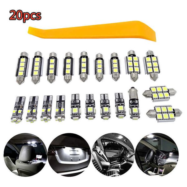 20 Pcs White Car Interior LED Kit de Luz Sem erros de leitura Lâmpada Frente Dome Light para Mercedes / Benz C Classe W204 2008-2015