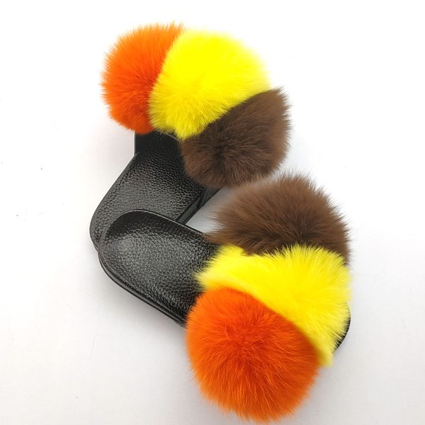 

Girls Fur Slides Real Fur Slippers House Furry Slides For Kids Fluffy Shoes Home Summer Sandals Children Flip Flops With Fur New, Q37