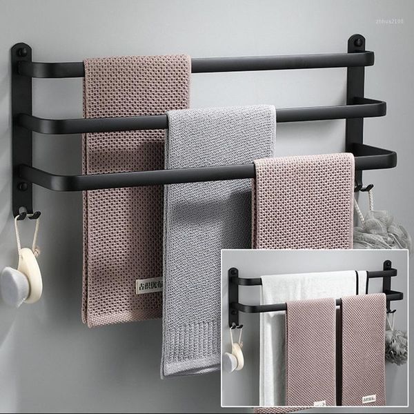 

towel racks hanger wall mounted 30-50 cm rack bathroom aluminum black rail matte holder accessories1