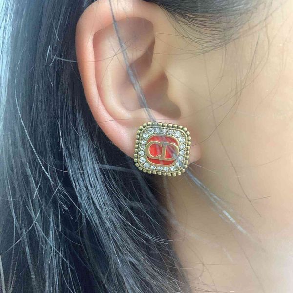 

aaa designer jewelry letter earrings net red female square diamond s925 silver needle earrings