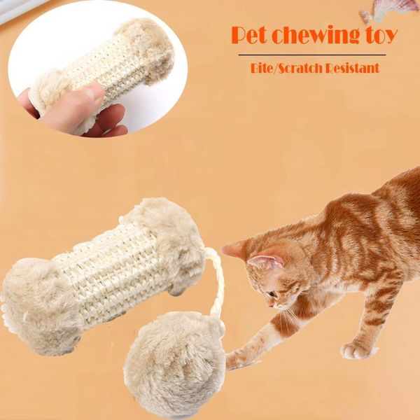 

cat toys #48 pet sisal column plus plush ball grinding claw interactive toy supplies kitten chewing thumb bite