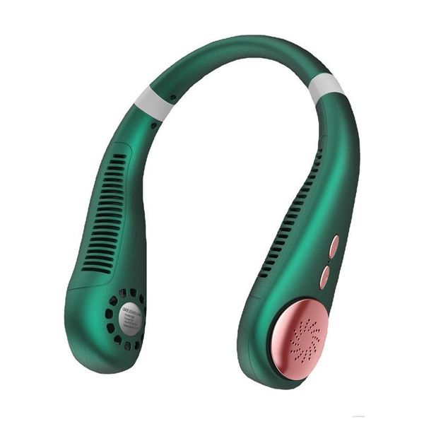 

electric fans leafless hhanging neck fan mini double leaf charging lazy sports
