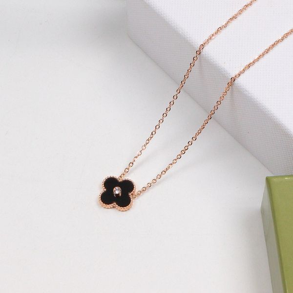 

four-leaf 925 sterling silver necklace clover van new women for titanium cleef steel with diamonds 18k rose gold plated female arpels with b