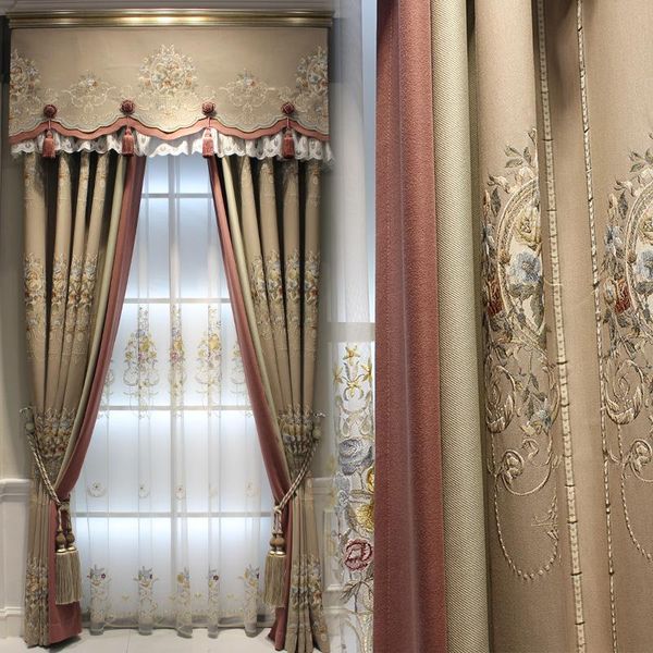 

american country villa high precision european jacquard living room bedroom floor curtain shading customized products & drapes