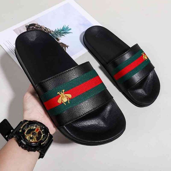 

official website 70% off outlet men's summer slippers high-quality luxury brand leather breathable lightweight beach sandals outdoor le, Black