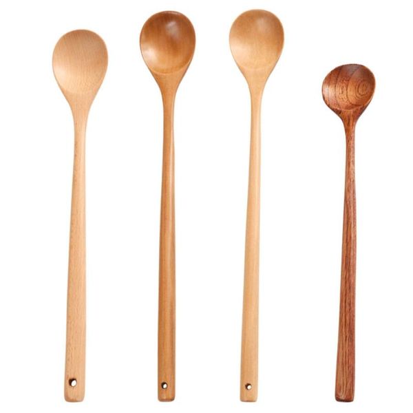 

spoons 4pcs wooden long handle soup porridge (assorted color)