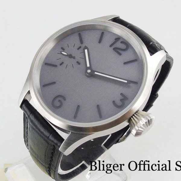 

no mechanical hand winding men watch grey dial 4m born case, Slivery;brown