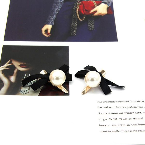 

pearl hairpin french retro web celebrity bow tiara edge with girls hair accessories 2021, Slivery;white