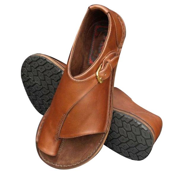 

womens flat sandals open toe buckle strap beach shoes anti-slip breathable for summer tc21, Black
