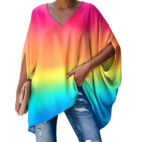 

women's blouses & shirts fashion woman 2021 batwing sleeve autumn v-neck half pullover bat blouse women streetwear, White