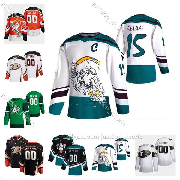 

anaheim ducks 2021 reverse retro hockey jerseys ryan getzlaf jersey john gibson jakob silfverberg sam steel rickard rakell custom stitched, Black;red