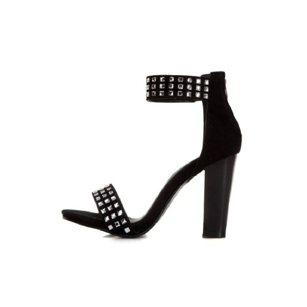 

2021 rhinestone sandals high heels ladies open toe sandals 1, Black