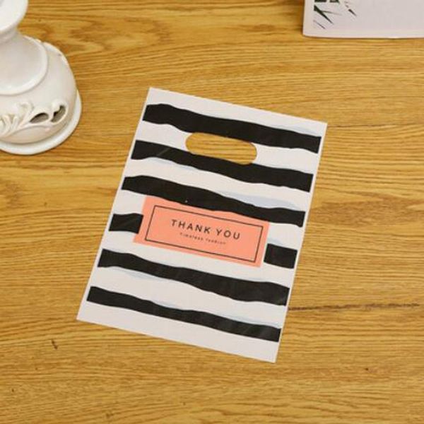 

gift wrap 100pcs/set 15*20cm black&white striped packaging bags small thank you printed plastic jewellery pouches boxes party