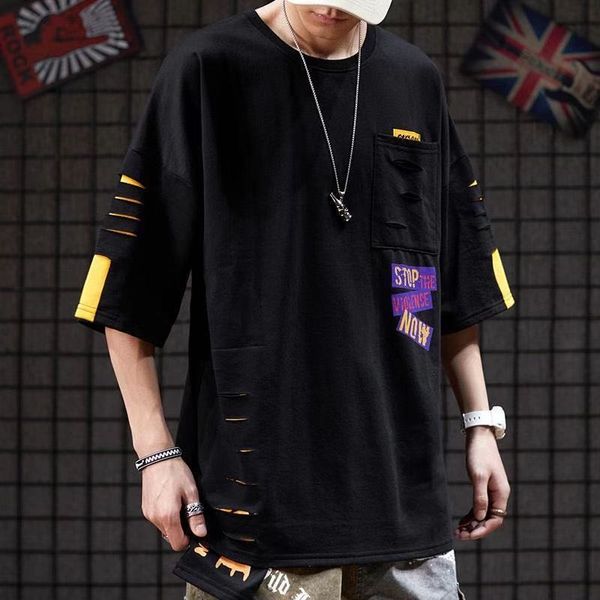 

2021 hip hop half sleeve t-shirt male black summer funny harajuku dance tshirt streetwear men fashion japan high street t shirts, White;black
