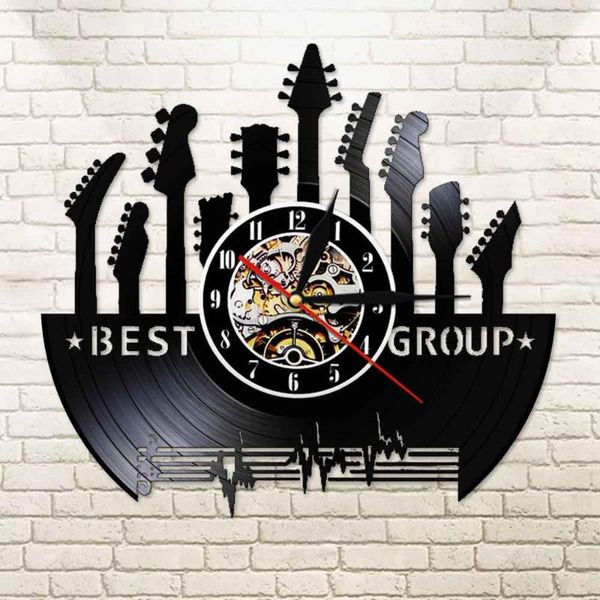 

group the band clocks wall home decor music record with light musician vintage 12" reloj pared rock n roll 3d grande